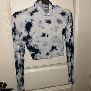 Garage Black and White Tie-Dye Crop Top